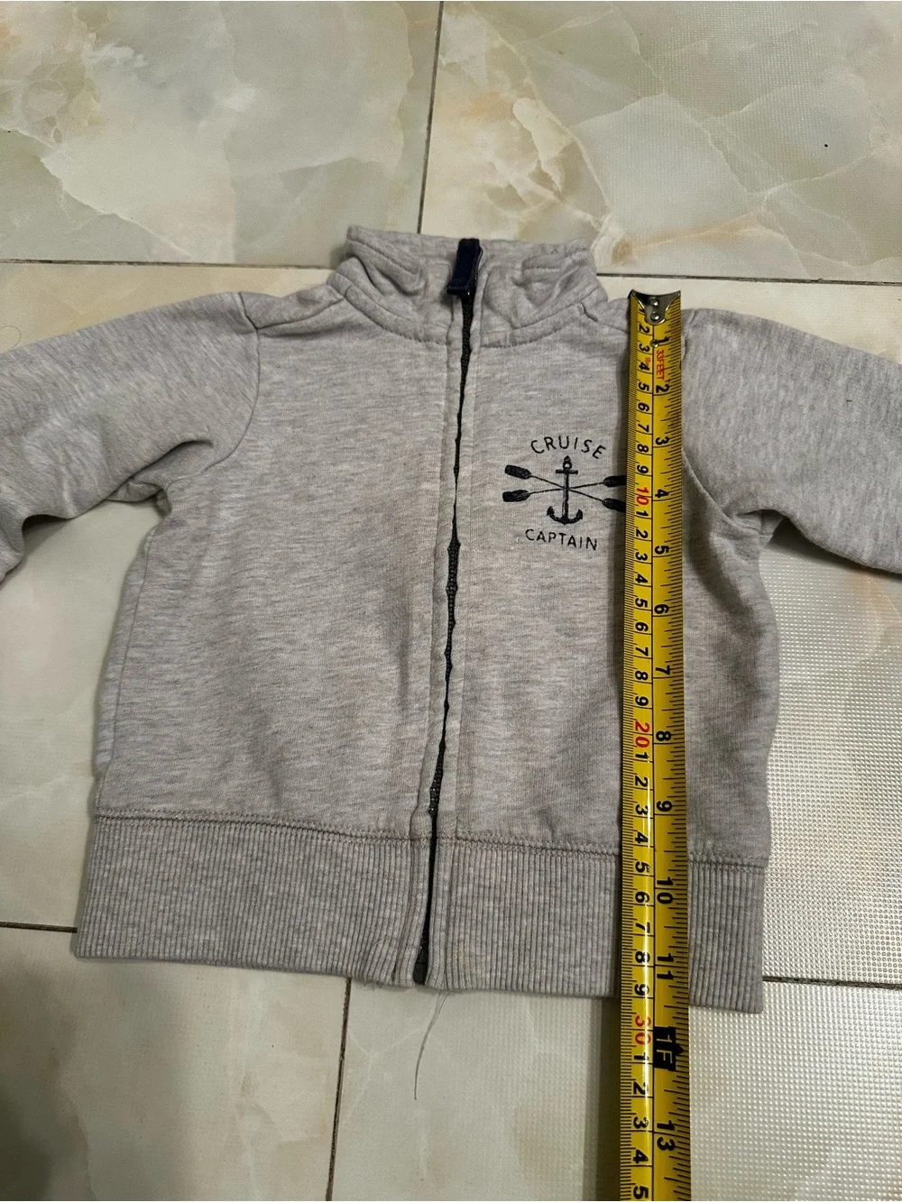 Cruise Captain Zip-Up Sweater Jacket Light Grey size 9 Months Cotton Carter’s